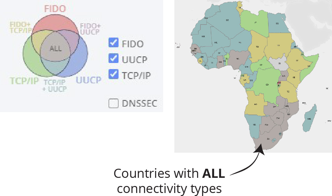 The countries and legend with all connectivity type selected